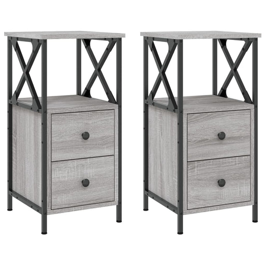 vidaXL Bedside Cabinets 2 pcs Grey Sonoma 34x35.5x70cm Engineered Wood
