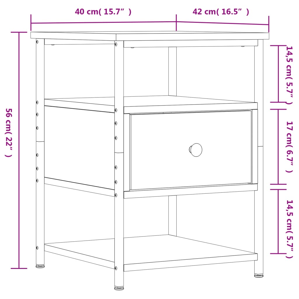 vidaXL Bedside Cabinet Sonoma Oak 40x42x56 cm Engineered Wood