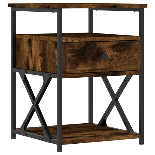 vidaXL Bedside Cabinet | Smoked oak | Engineered wood and iron | Medium