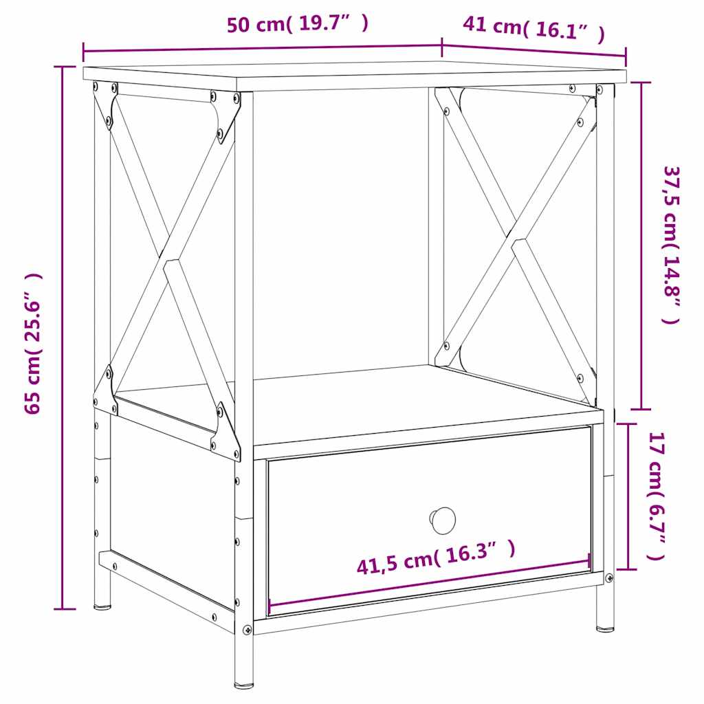 vidaXL Bedside Tables 2 pcs Grey Sonoma 50x41x65 cm Engineered Wood