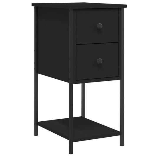 vidaXL Bedside Cabinet Black 32x42x70 cm Engineered Wood