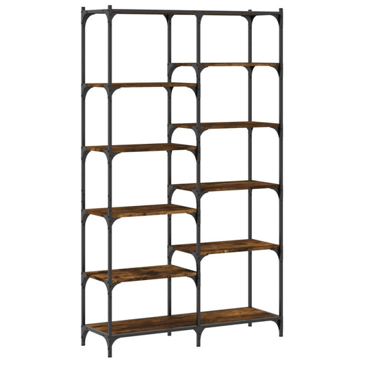 vidaXL Bookshelf Smoked Oak 100x32x170 cm Engineered Wood and Iron