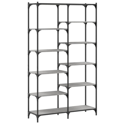 vidaXL Bookshelf Grey Sonoma 100x32x170 cm Engineered Wood and Iron