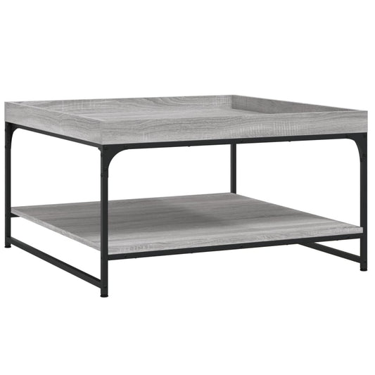 vidaXL Coffee Table Grey Sonoma 80x80x45 cm Engineered Wood and Iron