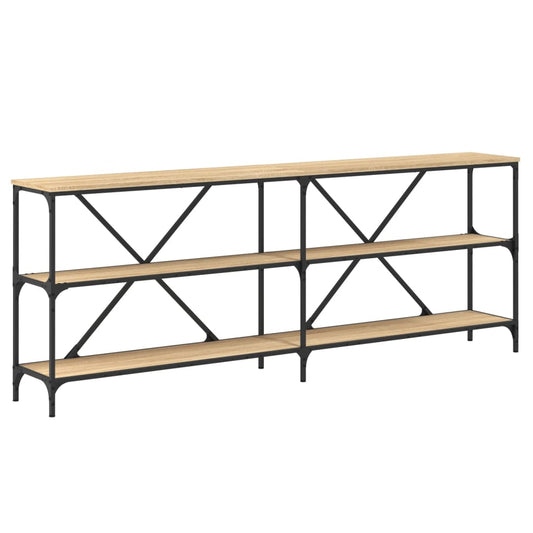 vidaXL Console Table Sonoma Oak 200x30x75 cm Engineered Wood and Iron