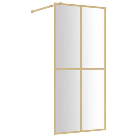 vidaXL Walk-in Shower Wall with Clear ESG Glass Gold 90x195 cm