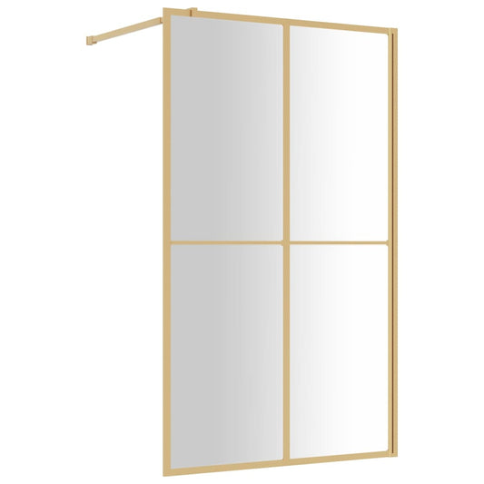 vidaXL Walk-in Shower Wall with Clear ESG Glass Gold 118x195 cm