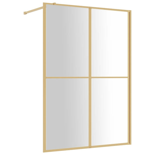 vidaXL Walk-in Shower Wall with Clear ESG Glass Gold 140x195 cm