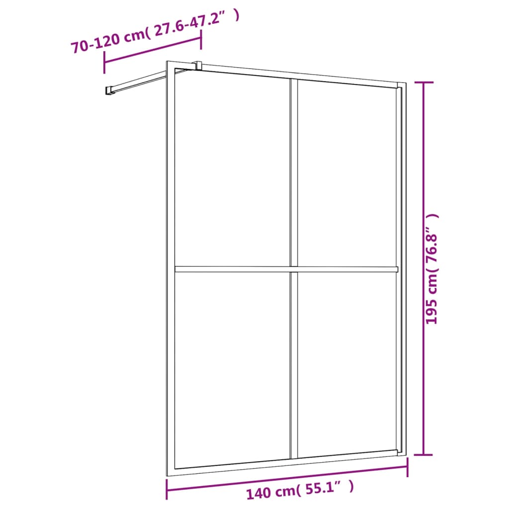 vidaXL Walk-in Shower Wall with Clear ESG Glass Gold 140x195 cm