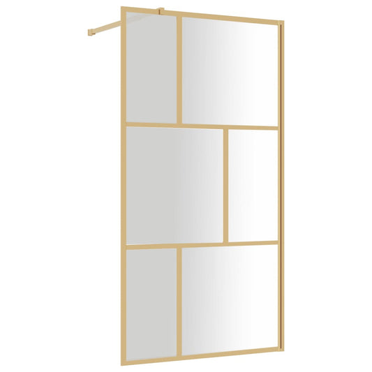 vidaXL Walk-in Shower Wall with Clear ESG Glass Gold 115x195 cm