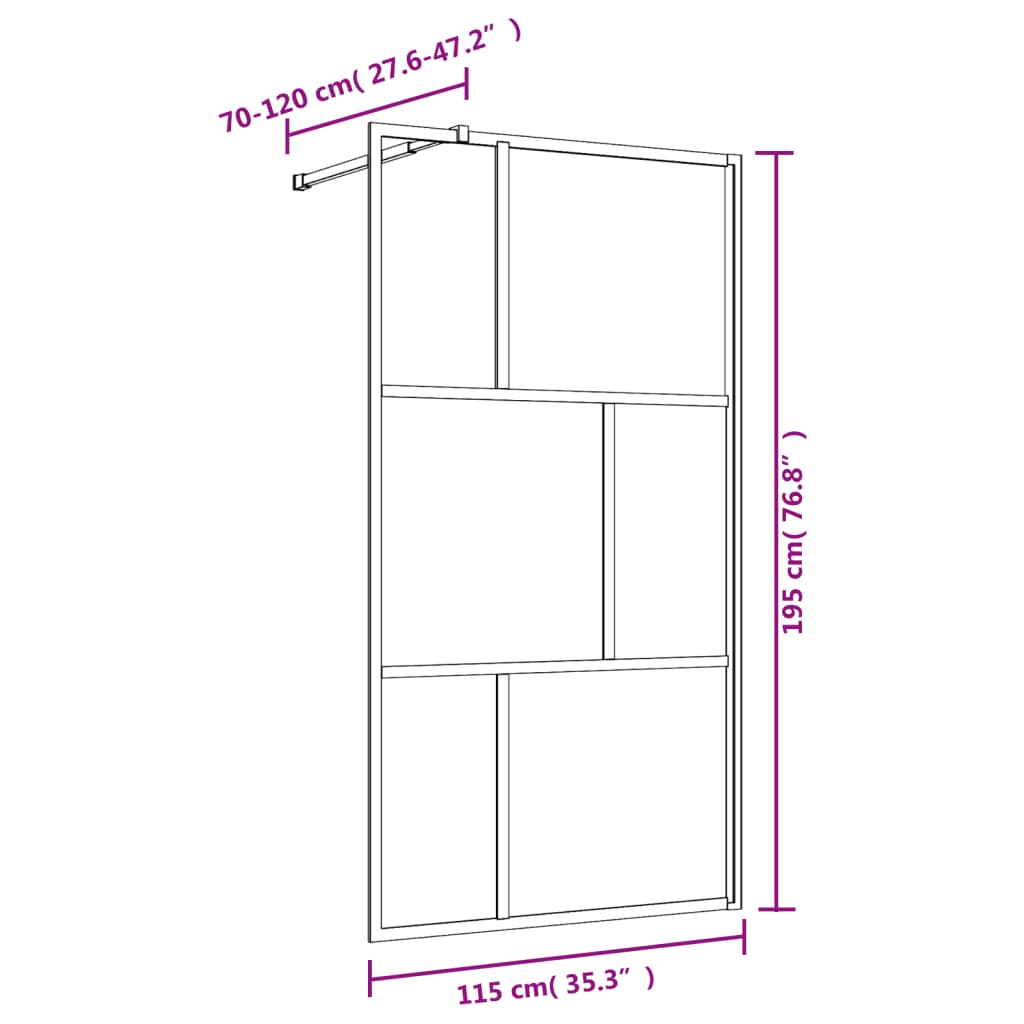 vidaXL Walk-in Shower Wall with Clear ESG Glass Gold 115x195 cm