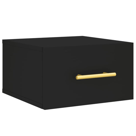 vidaXL Wall-mounted Bedside Cabinet | Black | Engineered Wood
