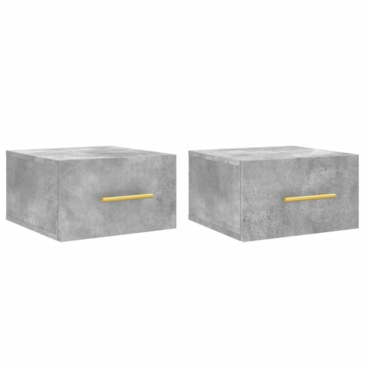 vidaXL Wall-mounted Bedside Cabinet | Set of 2 | Concrete grey | Engineered wood