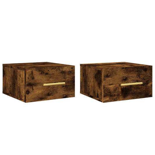 vidaXL Wall-mounted Bedside Cabinet | Set of 2 | Smoked oak | Engineered wood