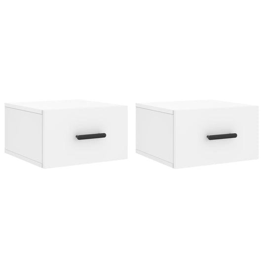 vidaXL Wall-mounted Bedside Cabinet | Set of 2 | White | Engineered wood