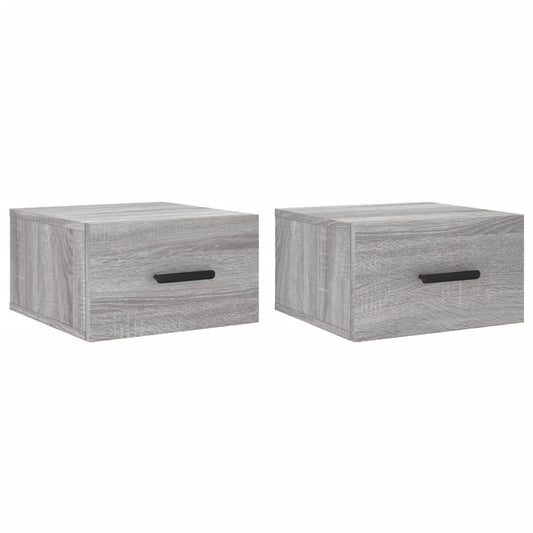vidaXL Wall-mounted Bedside Cabinet | Set of 2 | Grey sonoma | Engineered wood