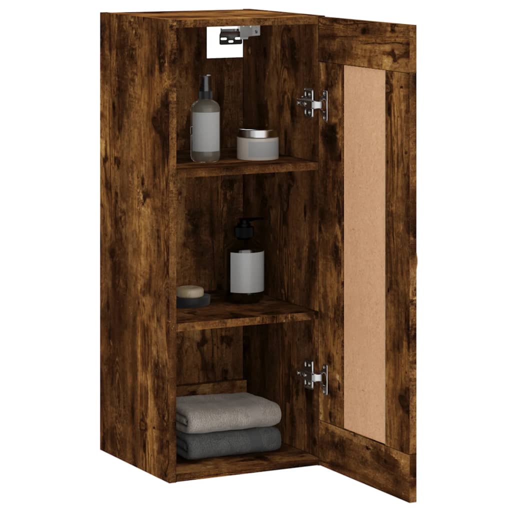 vidaXL Wall Mounted Cabinet Smoked Oak 34,5x34x90 cm Engineered Wood