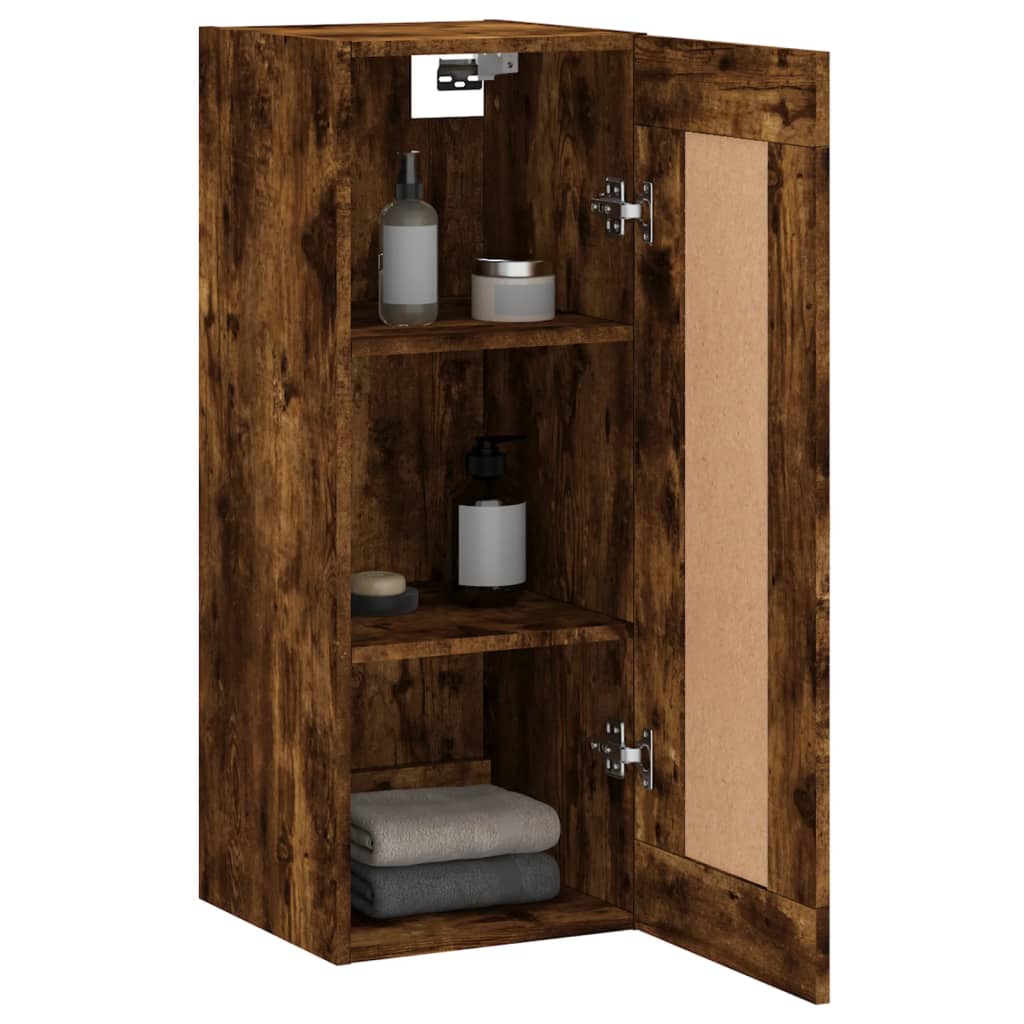 vidaXL Wall Mounted Cabinet Smoked Oak 34,5x34x90 cm Engineered Wood