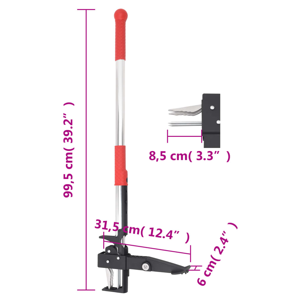vidaXL Weed Remover Red and Silver 99,5 cm Anodised Aluminium