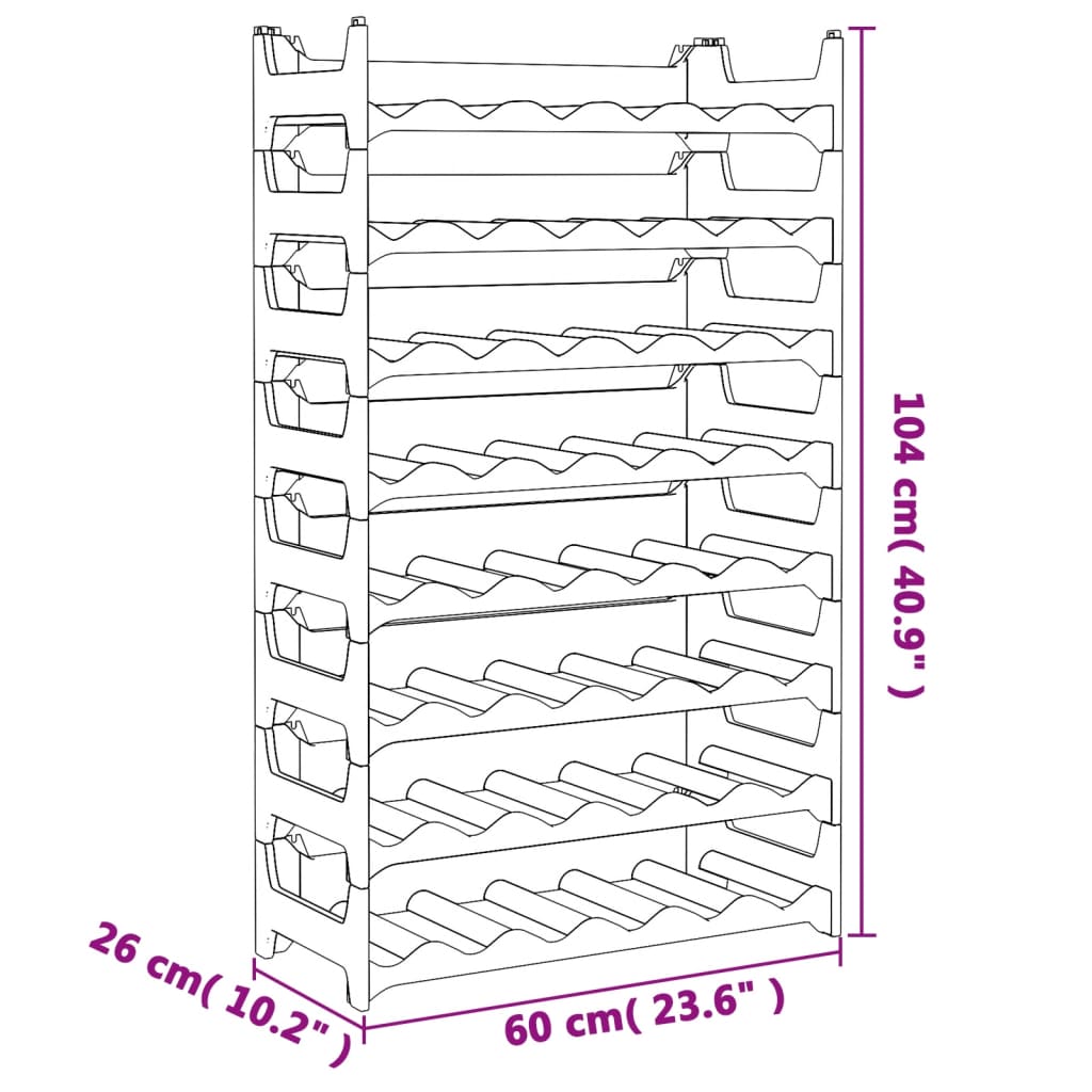 vidaXL Wine Rack for 48 Bottles PP Stackable