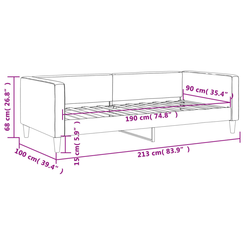 vidaXL Day Bed without Mattress Light Grey 90x190 cm Fabric