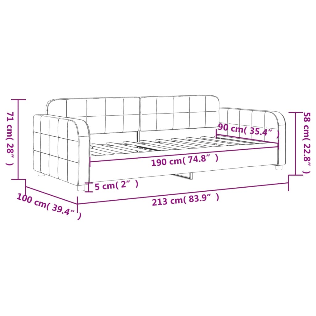 vidaXL Day Bed without Mattress Dark Grey 90x190 cm Velvet