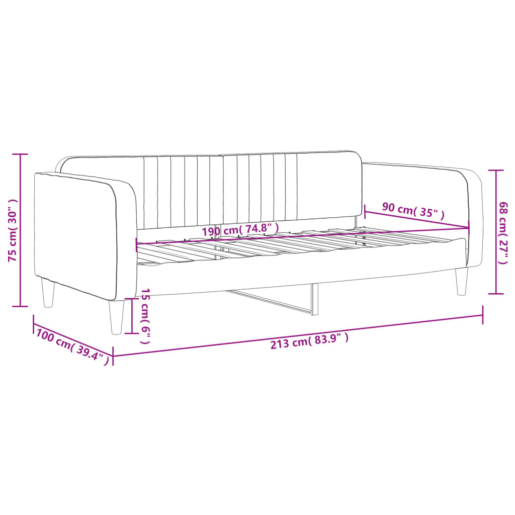 vidaXL Day Bed without Mattress Dark Grey 90x190 cm Velvet