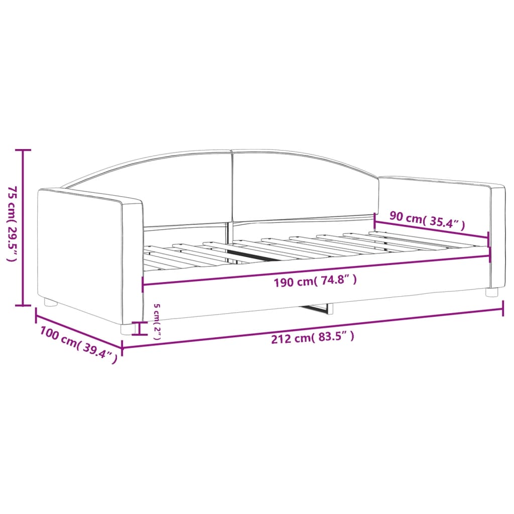 vidaXL Day Bed without Mattress Light Grey 90x190 cm Single Fabric