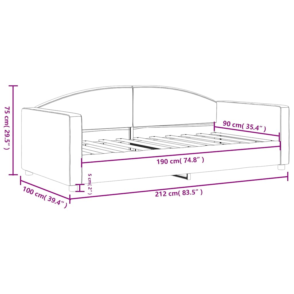 vidaXL Day Bed without Mattress Light Grey 90x190 cm Fabric
