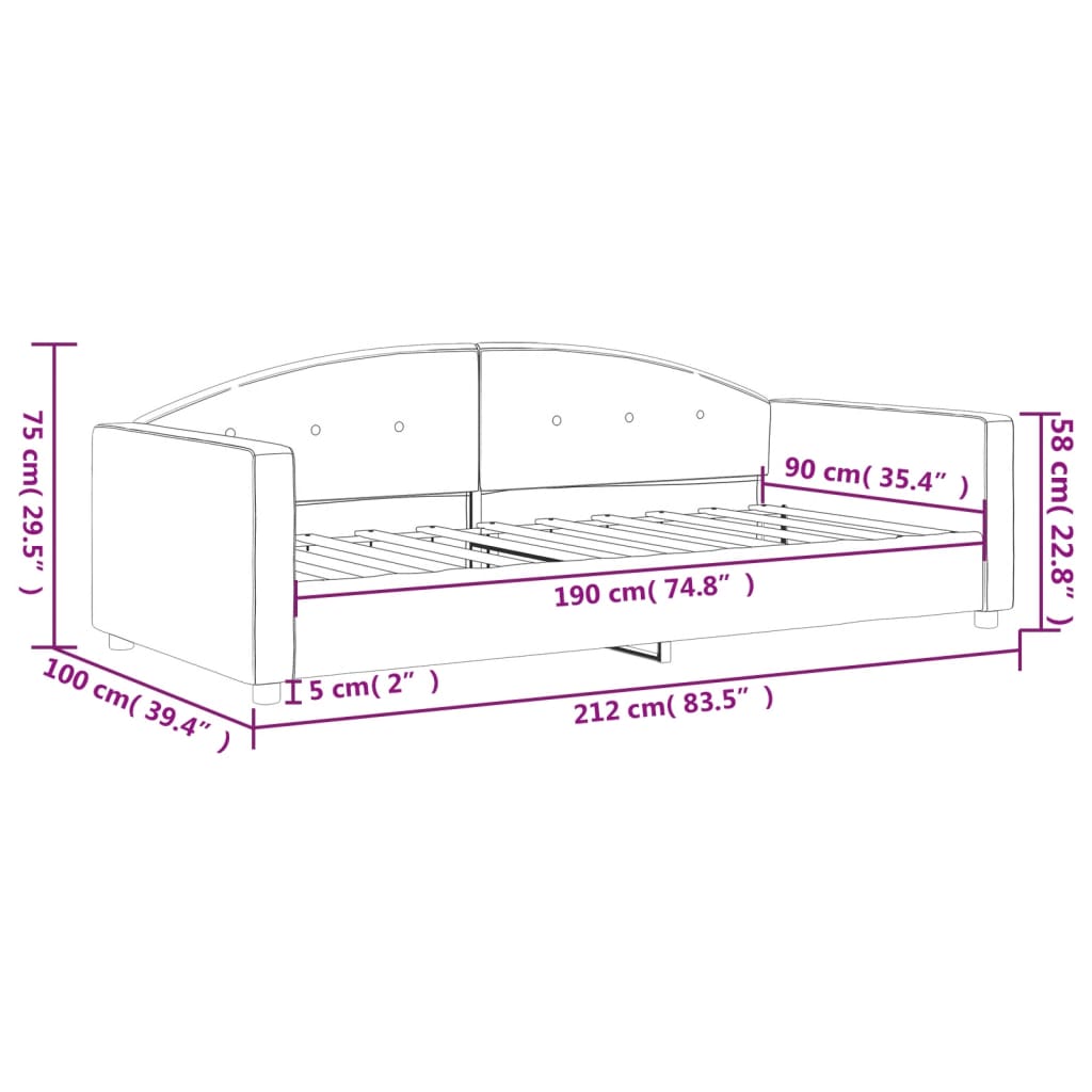 vidaXL Day Bed without Mattress Light Grey 90x190 cm Single Velvet