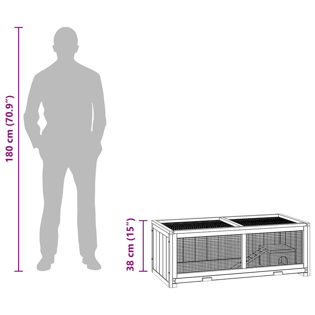 vidaXL Hamster Cage 104x52x38 cm Solid Wood Fir