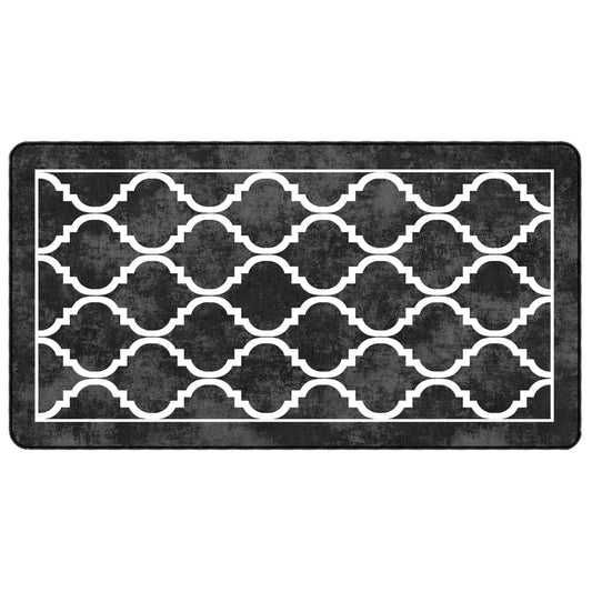 vidaXL Rug Washable Black and White 80x150 cm Anti Slip