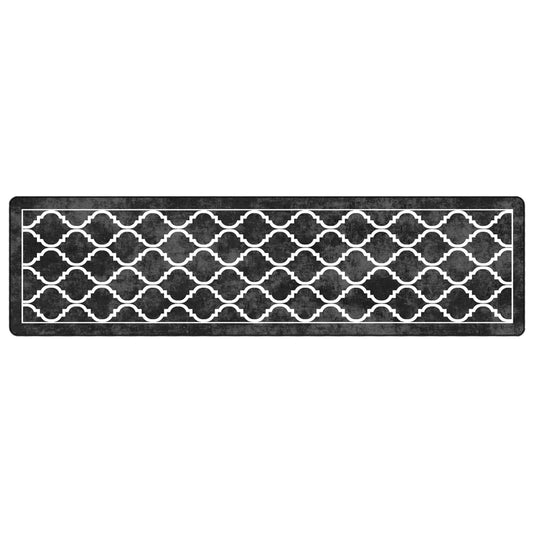 vidaXL Rug Washable Black and White 80x300 cm