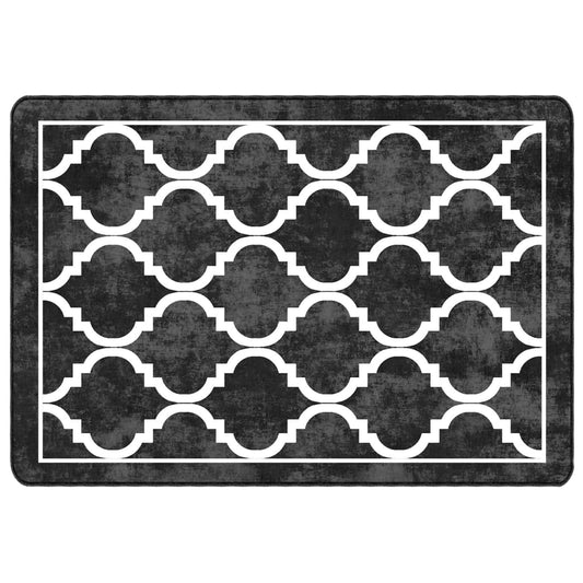 vidaXL Rug Washable Black and White 120x180 cm Anti Slip
