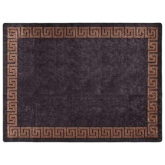 vidaXL Rug Washable Black and Gold 400x300 cm Anti Slip