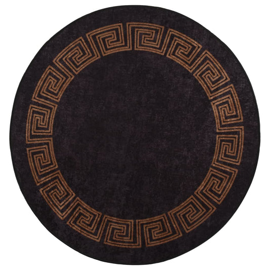 vidaXL Rug Washable Black and Gold Ø 200 cm