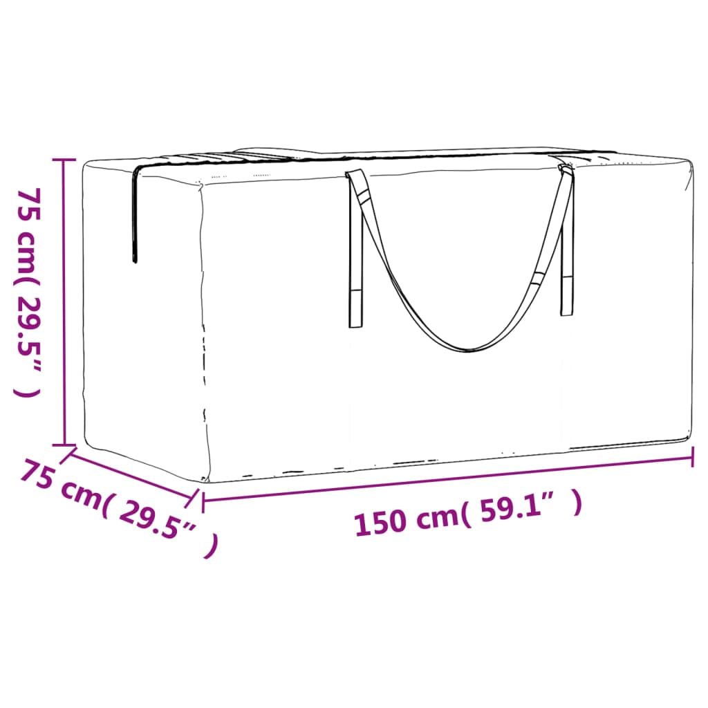 vidaXL Christmas Tree Storage Bag Black 150x75x75 cm Polyethylene