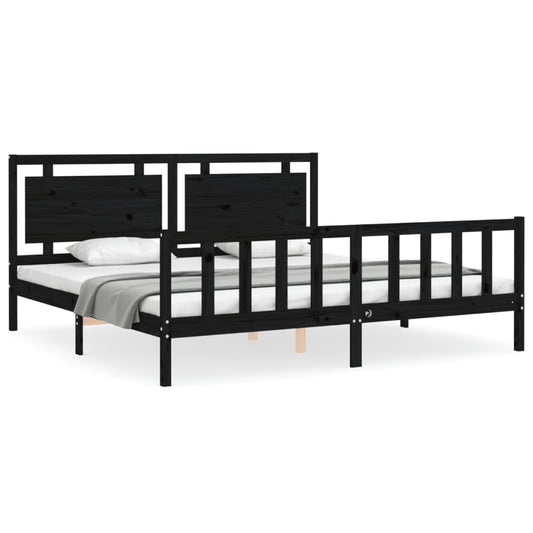 vidaXL Bed Frame without Mattress Black 200x200 cm Solid Wood Pine