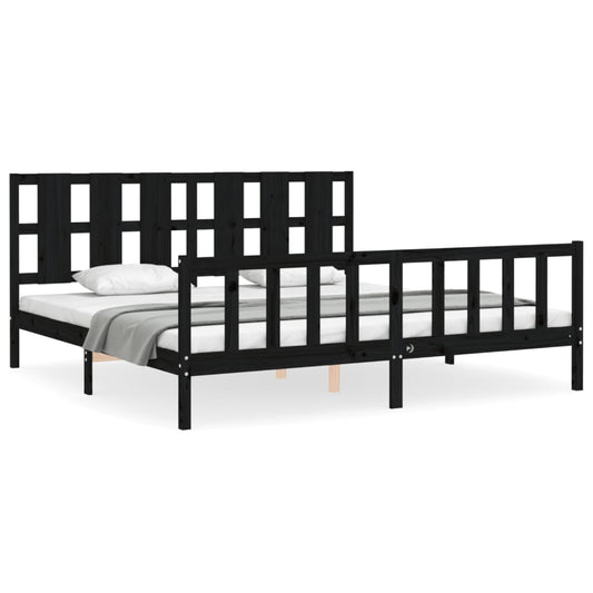 vidaXL Bed Frame without Mattress Black 200x200 cm Solid Wood Pine