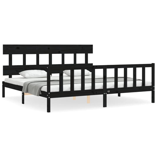 vidaXL Bed Frame without Mattress Black 200x200 cm Solid Wood Pine