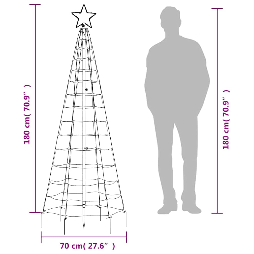 vidaXL LED Christmas Tree with Spikes 220 LEDs Colourful 180 cm