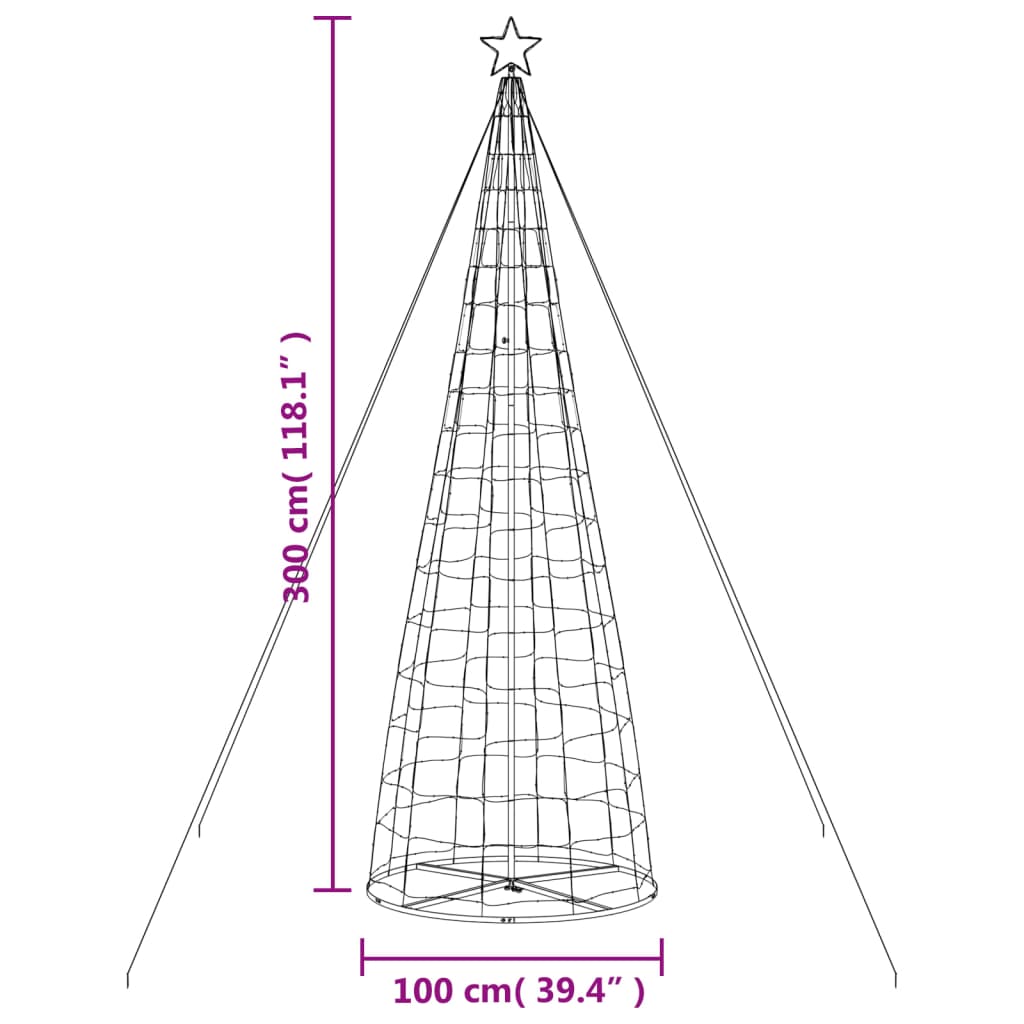 vidaXL LED Christmas Tree 570 LEDs Warm White 300 cm