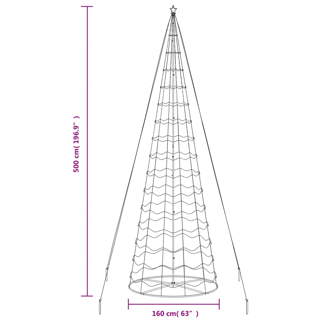vidaXL LED Christmas Tree 1554 LEDs Warm White 500 cm