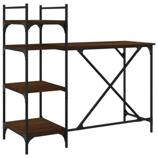 vidaXL Computer Desk with Shelves Brown Oak 120x47x109 cm