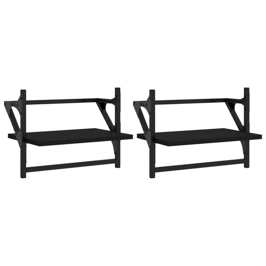 vidaXL Wall Shelves with Bars 2 pcs Black 40x25x30 cm