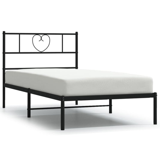 vidaXL Metal Bed Frame without Mattress with Headboard Black 75x190cm
