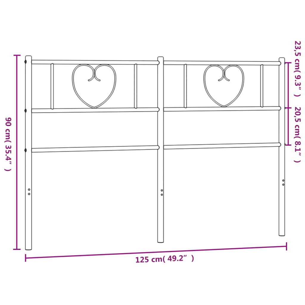 vidaXL Metal Replace Headboard Black 120 cm