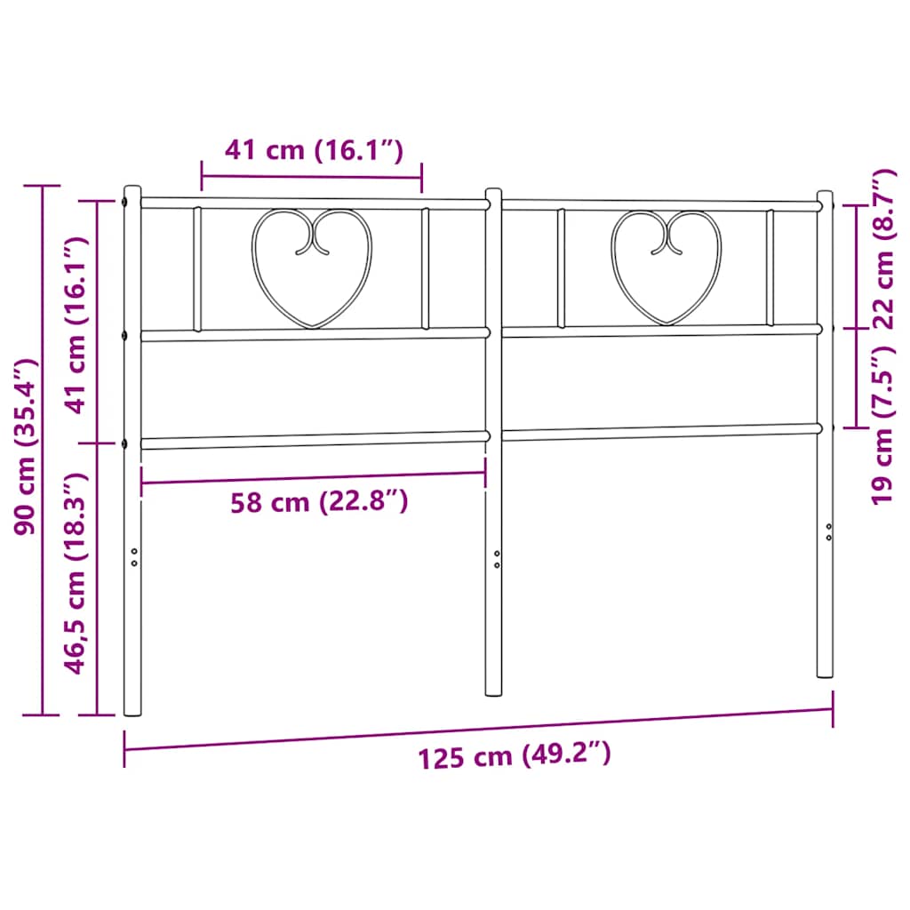 vidaXL Metal Replace Headboard Black 120 cm