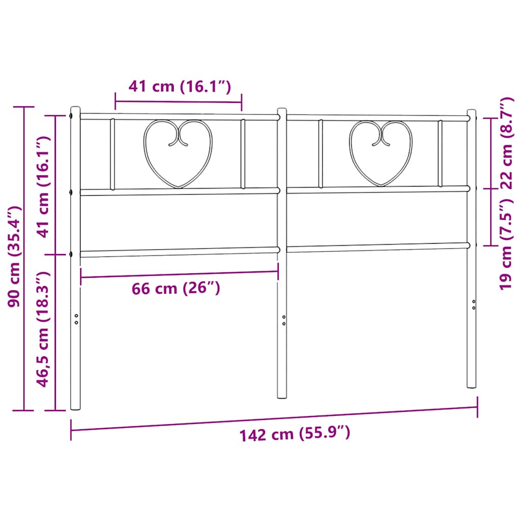 vidaXL Metal Replace Headboard Black 135 cm