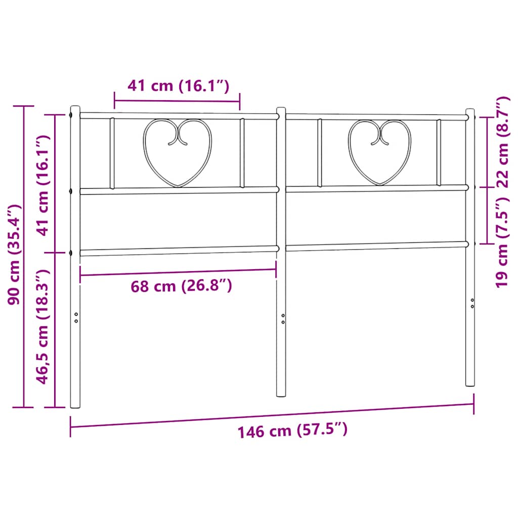 vidaXL Metal Replace Headboard Black 140 cm